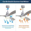 52 Inch Ceiling Fan Light With 6 Speed Remote Silver 3 Wood Blade Reversible DC