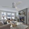 Low Profile Ceiling Fan DC 3 Carved Wood Blade Noiseless Reversible Motor Remote