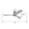 Low Profile Ceiling Fan DC 3 Carved Wood Blade Noiseless Reversible Motor Remote