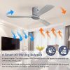 Low Profile Ceiling Fan DC 3 Carved Wood Blade Noiseless Reversible Motor Remote