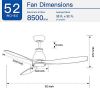 52 In.Intergrated LED Ceiling Fan with Antique Brown Wood Graiin Blade