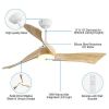 52 Inch Matt White Ceiling Fan Light With 6 Speed Remote Energy-saving DC Motor