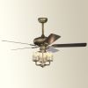 [Video]52inch Bronze Metal 3 Lights Ceiling Fan with 5 Wood Blades,Two-color fan