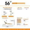 56 Inch Ceiling Fan Light With 6 Speed Remote Energy-saving DC Motor Matte White