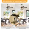 [Video]52inch Bronze Metal 3 Lights Ceiling Fan with 5 Wood Blades,Two-color fan