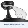 42 in. Black Frame Retractable Ceiling Fan with Remote Control
