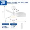 28 In Intergrated LED Ceiling Fan Lighting with White ABS Blade