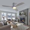 Low Profile Ceiling Fan With Lights 3 Carved Wood Blade Noiseless Reversible