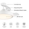 42 in. White Frame Retractable Ceiling Fan with Remote Control