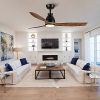 52 In. Wood Grain Blades Intergrated LED Ceiling Fan with Remote Control