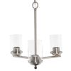 Modern 3-Light 15" Clear Glass and Metal Hanging Pendant Chandelier, Nickel