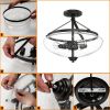 3-Light Semi Flush Industrial Seeded Glass Mount Ceiling Lamp