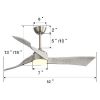 52 Inch Brushed Nickel Ceiling Fan Light With 6 Speed Remote Energy-saving DC