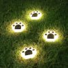 4pcs Cute Paw Shape Solar Lawn Light; Lawn Lamp IP65 Waterproof Outdoor Ground Lights Solar Charging Courtyard Light Decors