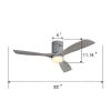 Low Profile Ceiling Fan With Lights 3 Carved Wood Blade Noiseless Reversible