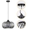 Modern Oblate Black Crystal Chandelier Fixture, Ceiling Pendant light for Living
