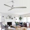 60 Inch Ceiling Fan With 6 Speed Remote Control Silver 3 Solid Wood Blade