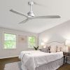60 Inch Ceiling Fan With 6 Speed Remote Control Silver 3 Solid Wood Blade