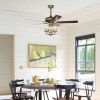 [Video]52inch Bronze Metal 3 Lights Ceiling Fan with 5 Wood Blades,Two-color fan
