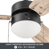 Finney 30" Oil-Rubbed Bronze Ceiling Fan with Light, 3 Blades, Pull Chains & Reverse Airflow