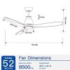 52 In. Wood Grain Blades Intergrated LED Ceiling Fan with Remote Control