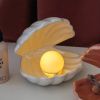 1 Pack, Net Celebrity Creative Nordic Style Dream Shell Light, Button Battery Night Light Bedroom Bedside Pearl Lamp, Girl Dream Ceramic Lamp Desktop