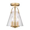 3-Light semi-flush Mount  Industrial clear Glass Ceiling light
