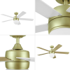 52" Brass Modern Ceiling Fan with 5 Blades, Light Kit, Remote & Reverse Airflow