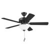 44" Black Traditional LED Ceiling Fan with 5 Blades, Light Kit, Pull Chains & Reverse Airflow