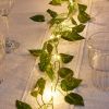1 Roll Of Artificial Ivy Leaf Plants With LED String Lights (86.6''); Green Vine Garland Hanging Lights For Wall Party Wedding Room Home Kitchen Indoo