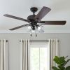 Bennett 52" Bronze Ceiling Fan, 5 Blade, 3 Light LED, Reverse Airflow