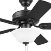 44" Black Traditional LED Ceiling Fan with 5 Blades, Light Kit, Pull Chains & Reverse Airflow